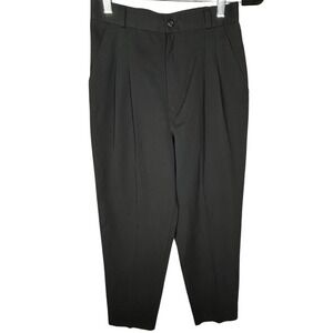 Savannah Black Pleated Front Dress Pants Women's Size 10L Partial Elastic Waist